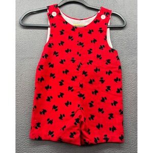 VTG Ashton Connor Baby Sz 3 Mo Red Corduroy Scottie Dog Romper